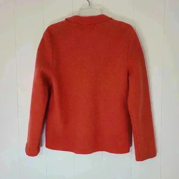 Lands End Jacket Women's Orange Boiled Wool Button Up Pockets Collared Size 10 - Picture 2 of 6